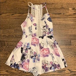 Watercolor floral lace romper